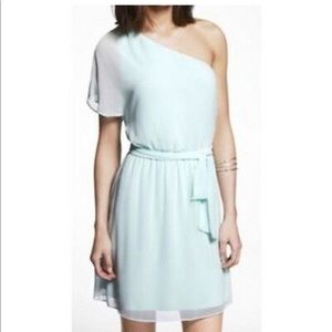 Express Mint Green One Shoulder Dress, M